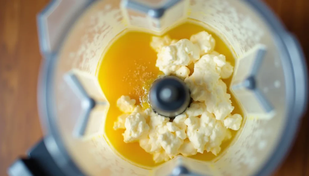 Blending and seasonings into a creamy burger sauce.
